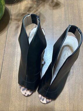 Black Peep Toe Slingback Heels by C Comfort 1946